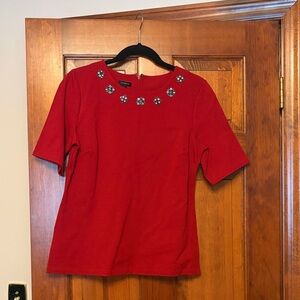 Takbots Scarlet Blouse with Jewel Accents